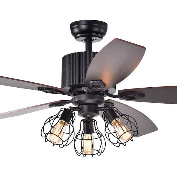 Warehouse of Tiffany 52 in. Cornelius Indoor Black Finish Remote Controlled Ceiling Fan with Light Kit