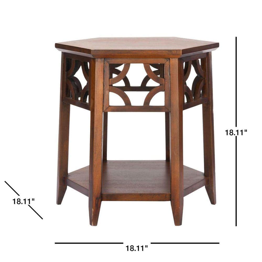 Connor Transitional Bayur Wood Hexagon End Table in Light Brown