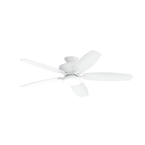 KICHLER Renew Designer 52 in. Indoor/Outdoor Matte White Dual Mount Ceiling Fan with LED Bulbs with Remote Control Included