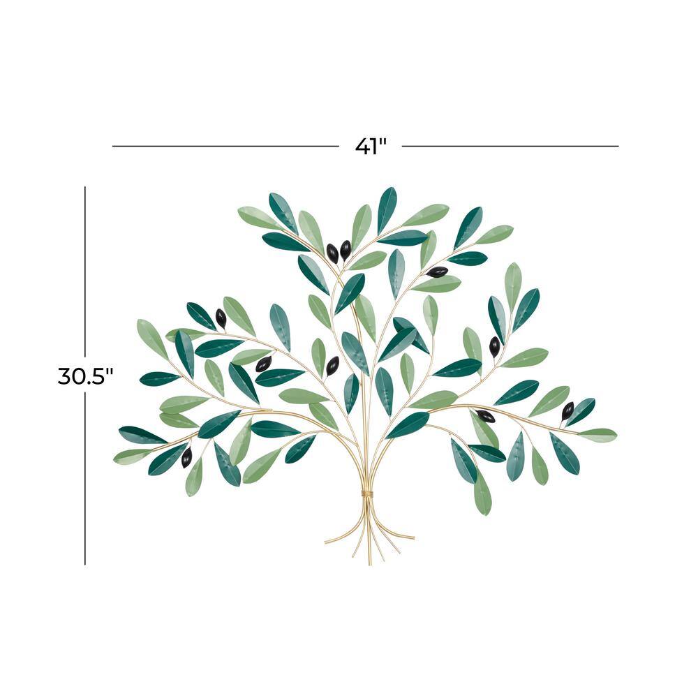 Green and Gold Metal Tree Wall Sculpture, 31" x 40"