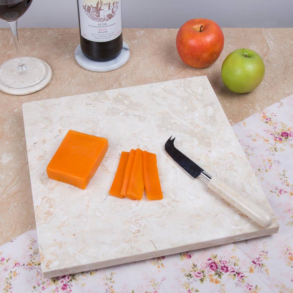 Beige Rectangular Marble Pastry Board 12" x 12"