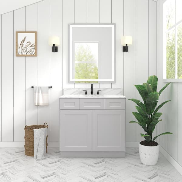 HOMLUX 2-Drawer 36 in. W x 21 in. D x 34.5 in. H Bath Vanity