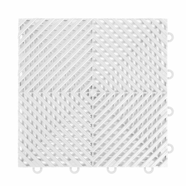 Nitro Vented 3/8 in. Garage Tiles, Artic White, 12 in. x 12 in., 52-Pack, Covers 52 sq. ft., Interlocking Floor Tiles