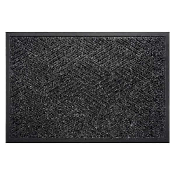 Graphite Grid Charcoal 24 in. x 36 in. Multicolored Indoor/Outdoor Doormat