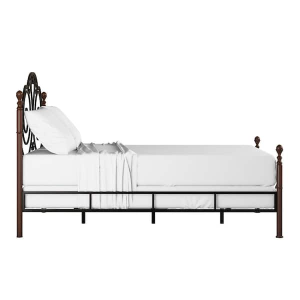 HomeSullivan Cherry Graceful Scroll Bronze Iron Bed, Red