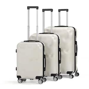 Hikolayae 3 Piece Hardside Spinner Luggage Sets with TSA Lock, White Gray