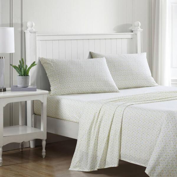 Laura Ashley Evie 3-Piece Yellow Cotton Twin Sheet Set