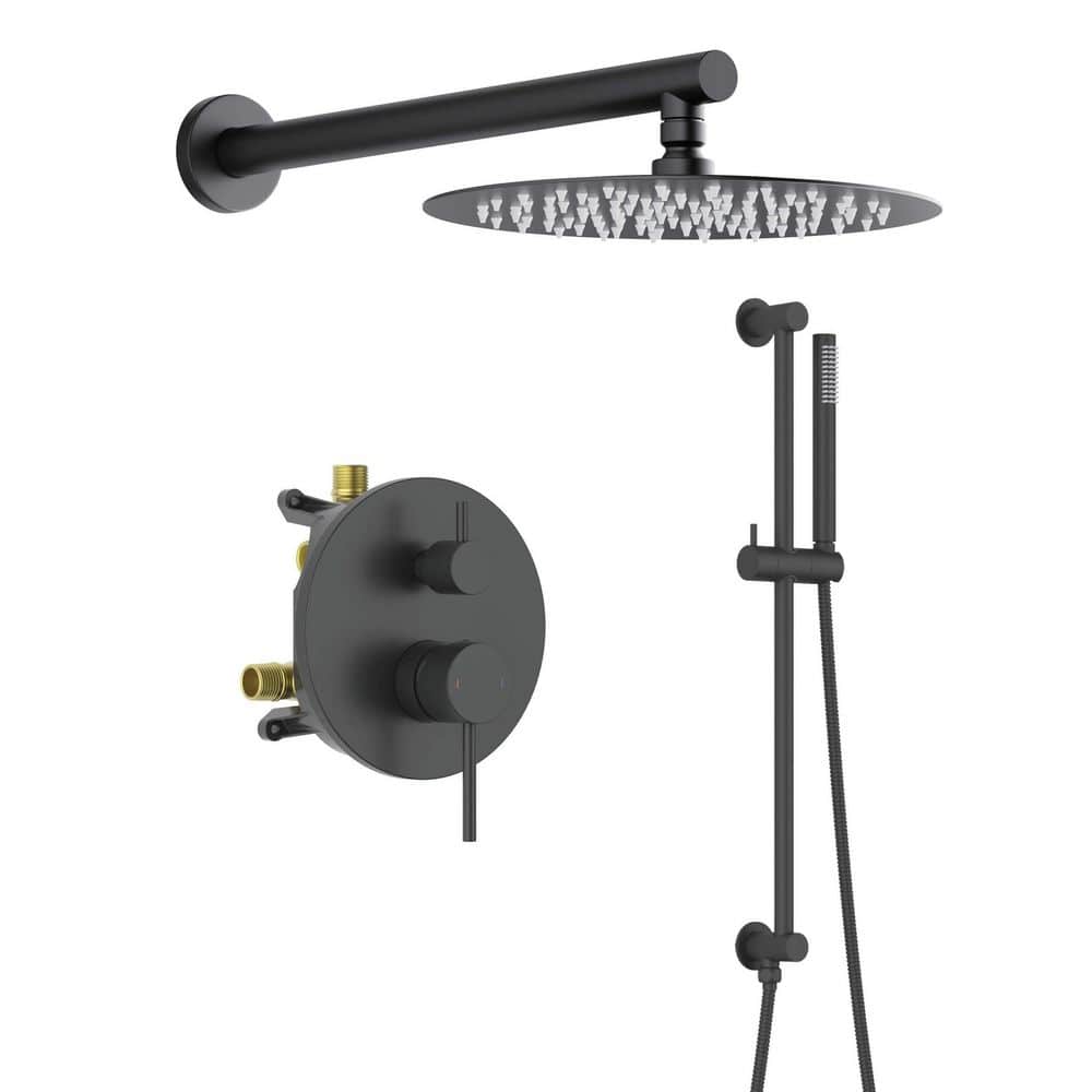 2 Handle 1 -Spray Shower Faucet 1.8 GPM w/ Hand Shower,Corrosion Resistant,Pressure Balance in Matte Black price history on PriceWatchPro
