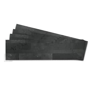 12-Sheets Carbon Gray 24 in. x 6 in. Peel, Stick Self-Adhesive Decorative 3D Stone Tile Backsplash (11.6 sq.ft./Pack)