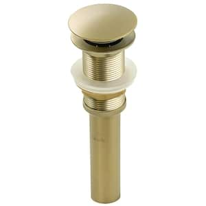 Single Bathroom Vessel Sink Pop Up Drain without Overflow in Satin Brass