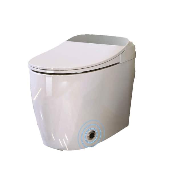 1-Piece 1.28 GPF Single Flush Elongated Smart Toilet with Remote Control with Dryer and Warm Water White