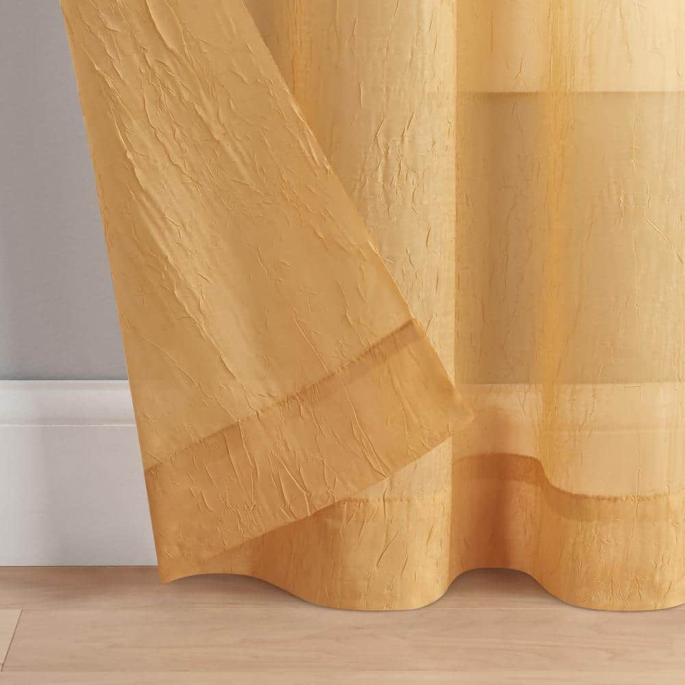 Emina Gold Sheer Polyester Rod Pocket Window Curtain Panel