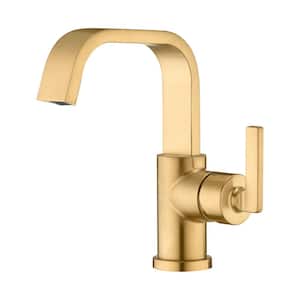 Single Hole Single-Handle Bathroom Faucet with drain in Brushed Gold