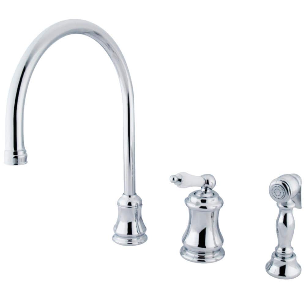 Restoration Single-Handle Standard Kitchen Faucet with Side Sprayer in Polished Chrome