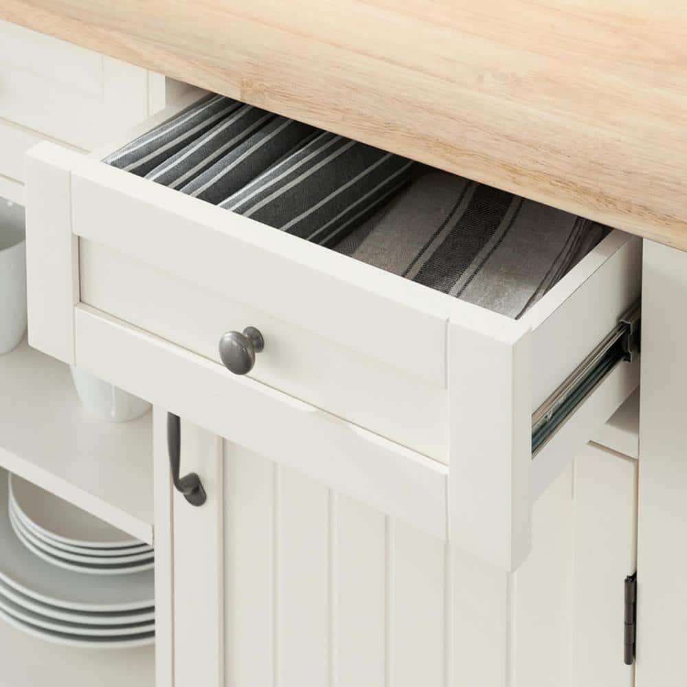 StyleWell Bainport Ivory Wooden Kitchen Island With Natural Butcher ...