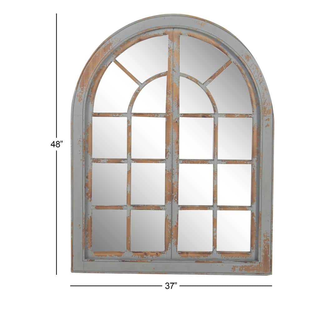 Gray and Brown Weathered Nautical Windowpane Wall Mirror