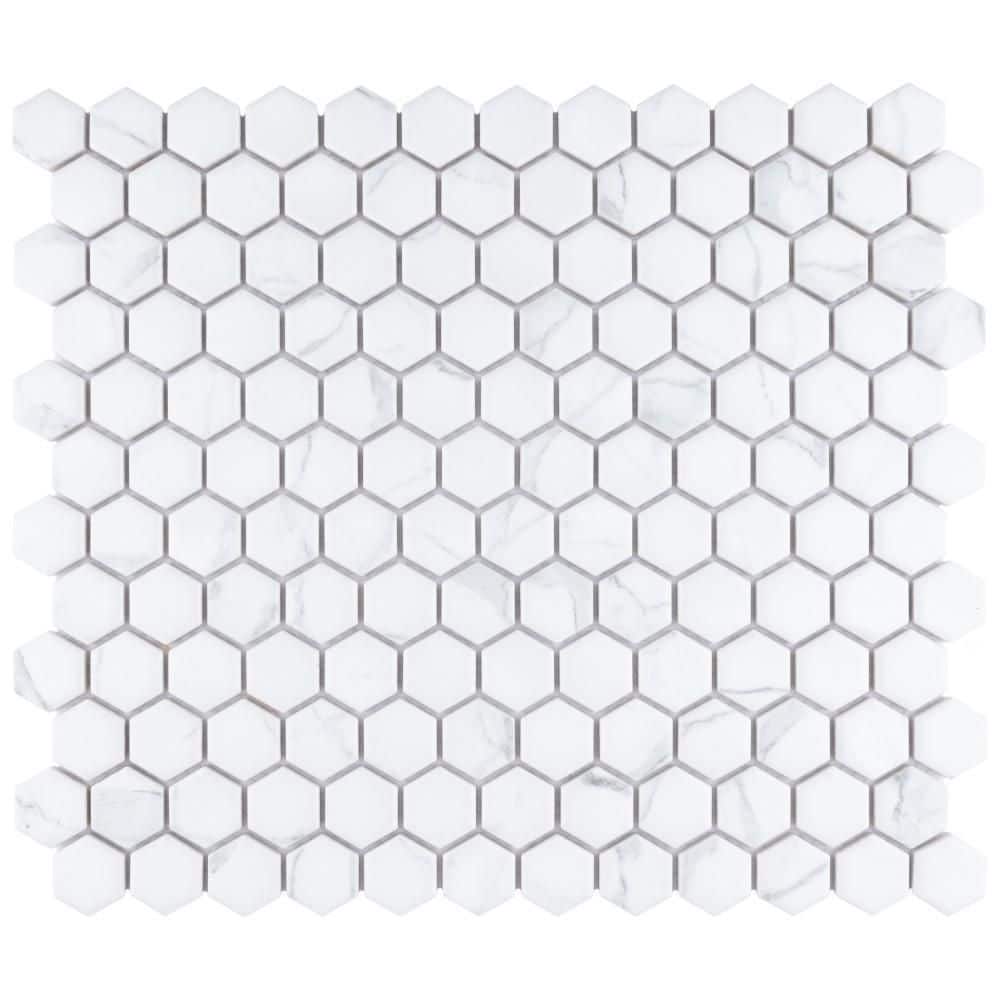 Carrione 1 in. Hex Matte Carrara 6 in. x 6 in. Porcelain Mosaic Take Home Tile Sample price history on PriceWatchPro