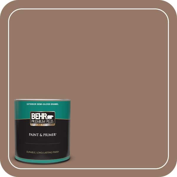 BEHR PREMIUM PLUS 1 qt. #BXC-73 True Walnut Semi-Gloss Enamel Exterior Paint & Primer
