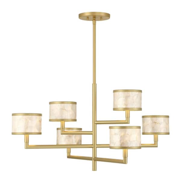 Breegan Jane by Savoy House Mariquita 6-Light Spun Gold Coastal Organic Chandelier with Natural Shell Shade