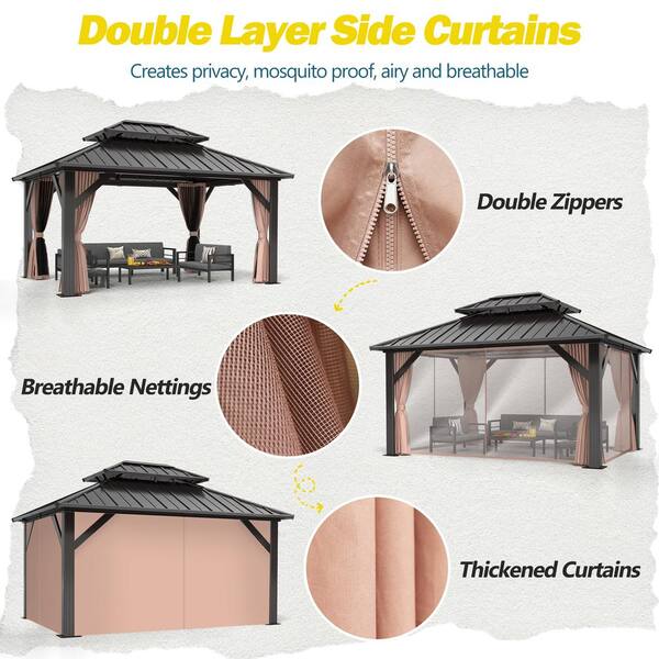 COVERONICS 16 ft. W x 12 ft. D Outdoor Galvanized Steel Black