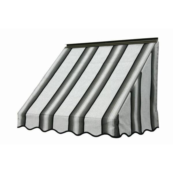 NuImage Awnings 3 ft. 3700 Series Fabric Window Fixed Awning (28 in. H x 24 in. D) in Grey/Black/White