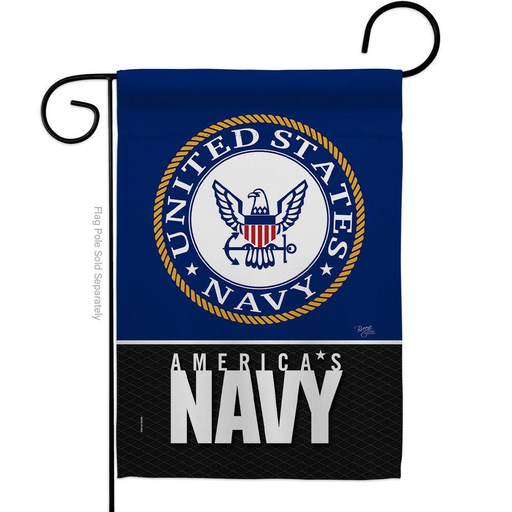 Patriotic Navy Garden Flag with Pole Set