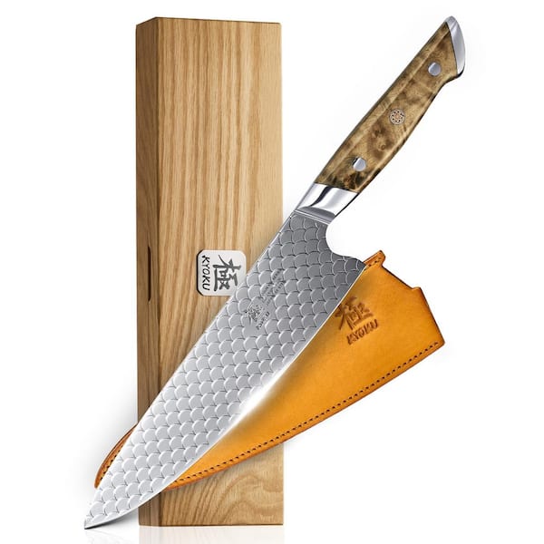 KYOKU Shogun Koi Series 8 in. Stainless Steel Full Tang Japanese Chef's Knife with Koi Scale Pattern and Sheath and Gift Box
