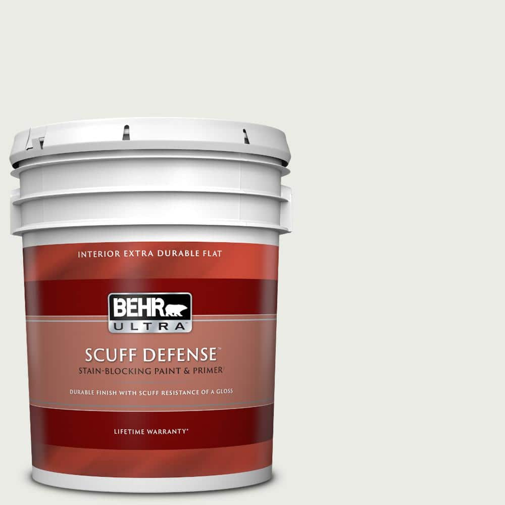 Behr Ultra 5 Gal Ppu12 12 Gallery White Extra Durable Flat Interior Paint Primer 1705 The Home Depot