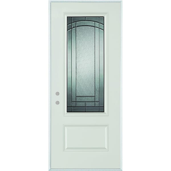 Stanley Doors 36 in. x 80 in. Chatham 3/4 Lite 1-Panel Painted Right-Hand Inswing Steel Prehung Front Door