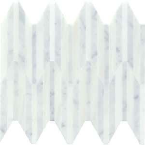 Bizou White/White 10 in. x 12 in. Polished Marble Mosaic Wall Tile (5.02 sq. ft./Case)