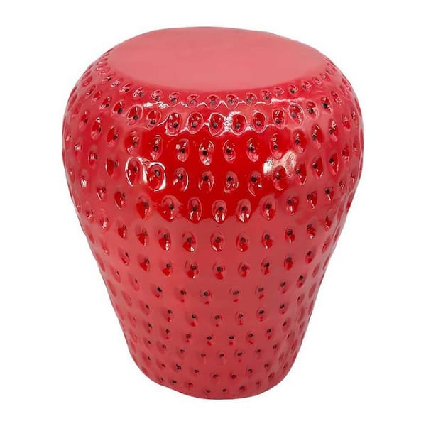 Red Resin Strawberry Outdoor Side Table