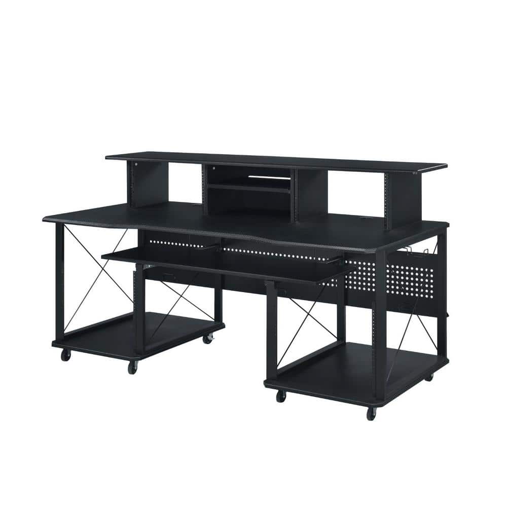 72 in. Rectangular Black Metal 0-Drawer Computer Desks