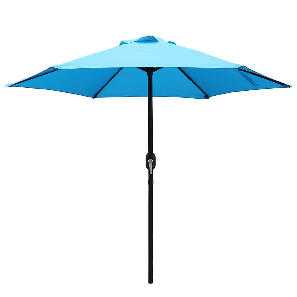 Maypex 7.5 ft. Steel Crank Market Patio Umbrella in Aqua 300001-A-V1 ...