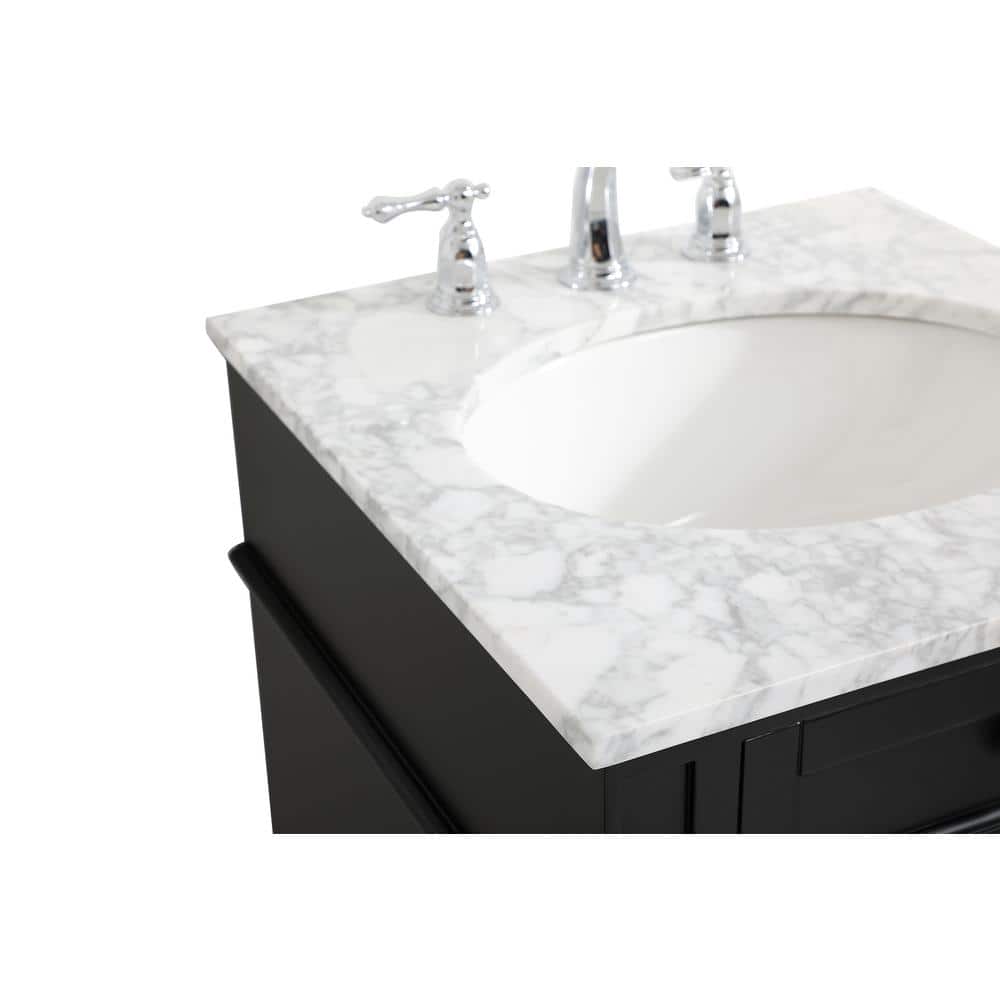 Black Marble Top Single Sink Vanity with Porcelain Basin