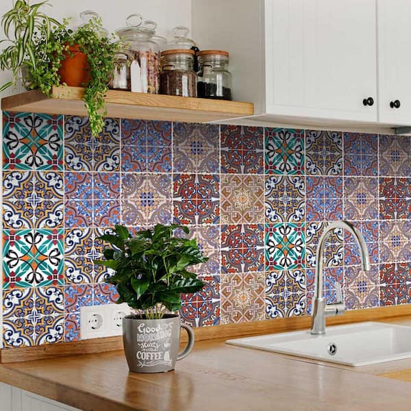 Multicolor H77 6 in. x 6 in. Vinyl Peel and Stick Tile (24 Tiles, 6 Sq. Ft./Pack)