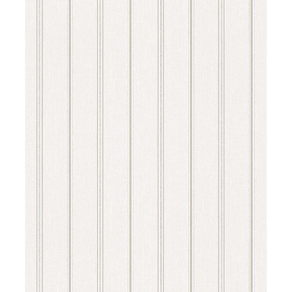 Metallic Beige Stripes Design Vinyl on Non-woven Non-pasted Wallpaper Roll