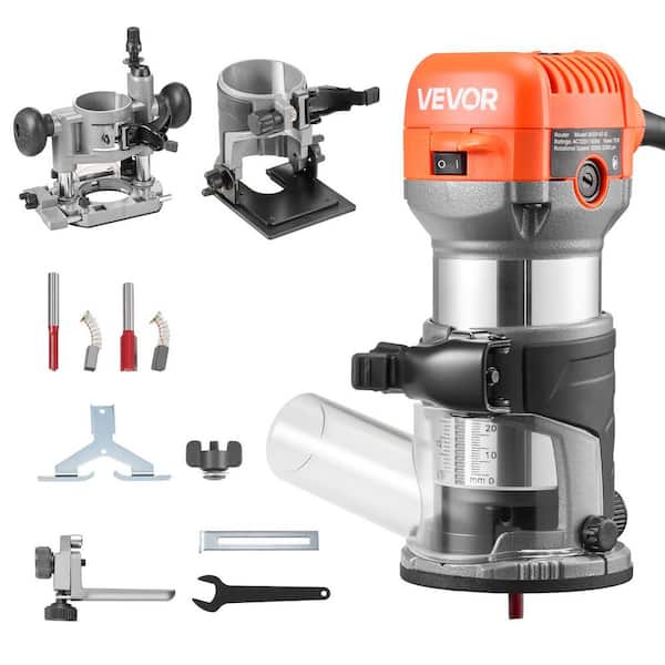 Wood Router, 1 HP 710W, Variable Speed Palm Router Tool with 1/4 in. Collet, Compact Edge Wood Trimmer with Fixed