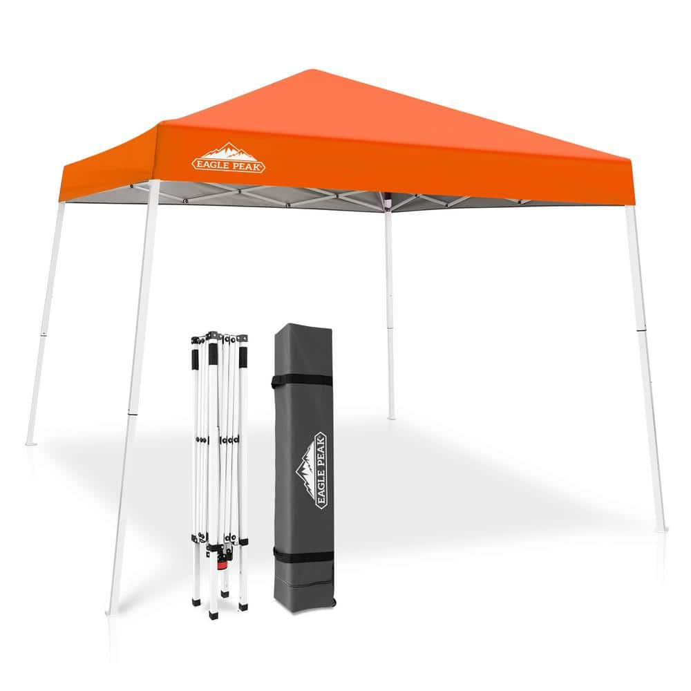 EAGLE PEAK 10 ft. W x 10 ft. D Slant Leg Pop-Up Canopy Tent E64EP-ORG ...