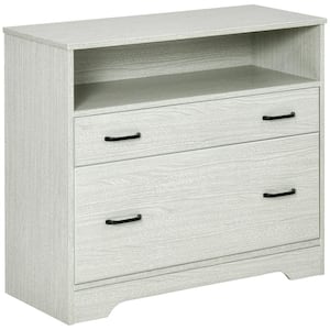 Grey Lateral File Cabinet with 2-Drawers Fits Letter Sized Papers