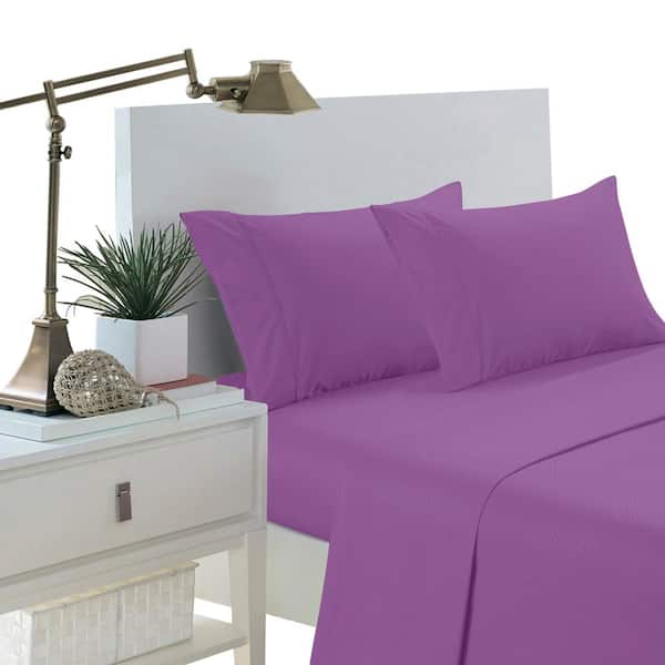 Unbranded Brushed Extra Soft 1800 Series Luxury Embossed Deep Pocket Sheet Set - Queen, Purple
