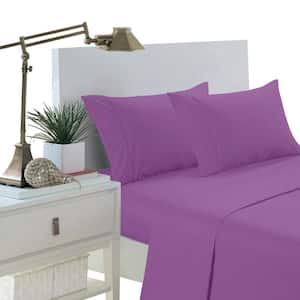 Brushed Extra Soft 1800-Series Twin Purple Luxury Embossed Deep Pocket Sheet Set