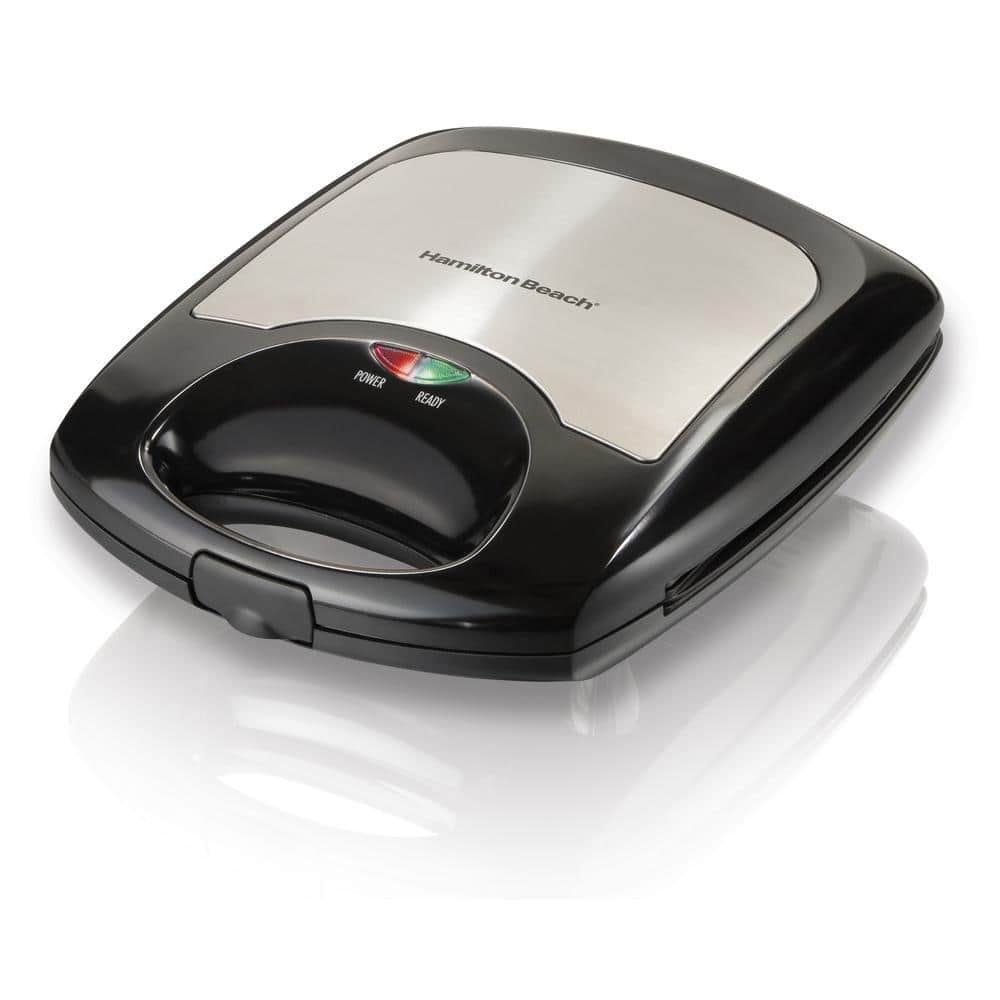 Black and Stainless Steel Belgian Style Non-Stick 4-Slice Waffle Maker