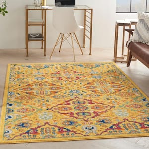 Allur Yellow Multicolor 4 ft. x 6 ft. Floral Bohemian Modern Area Rug