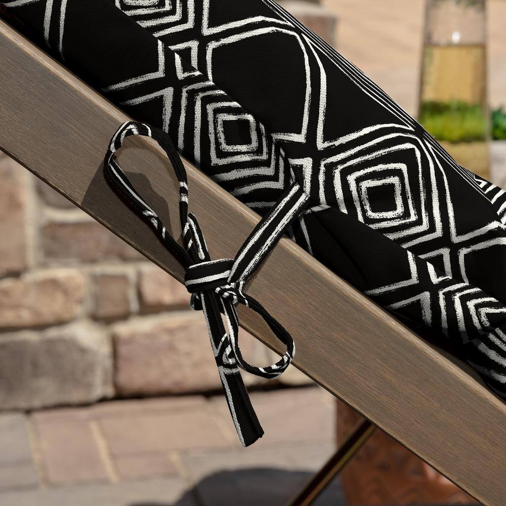 Black Global Stripe Outdoor Chaise Lounge Cushion with Polyester Fill