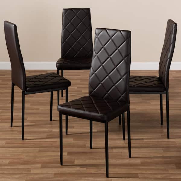 Blaise Dark Brown Faux Leather Upholstered Dining Chair (Set of 4)