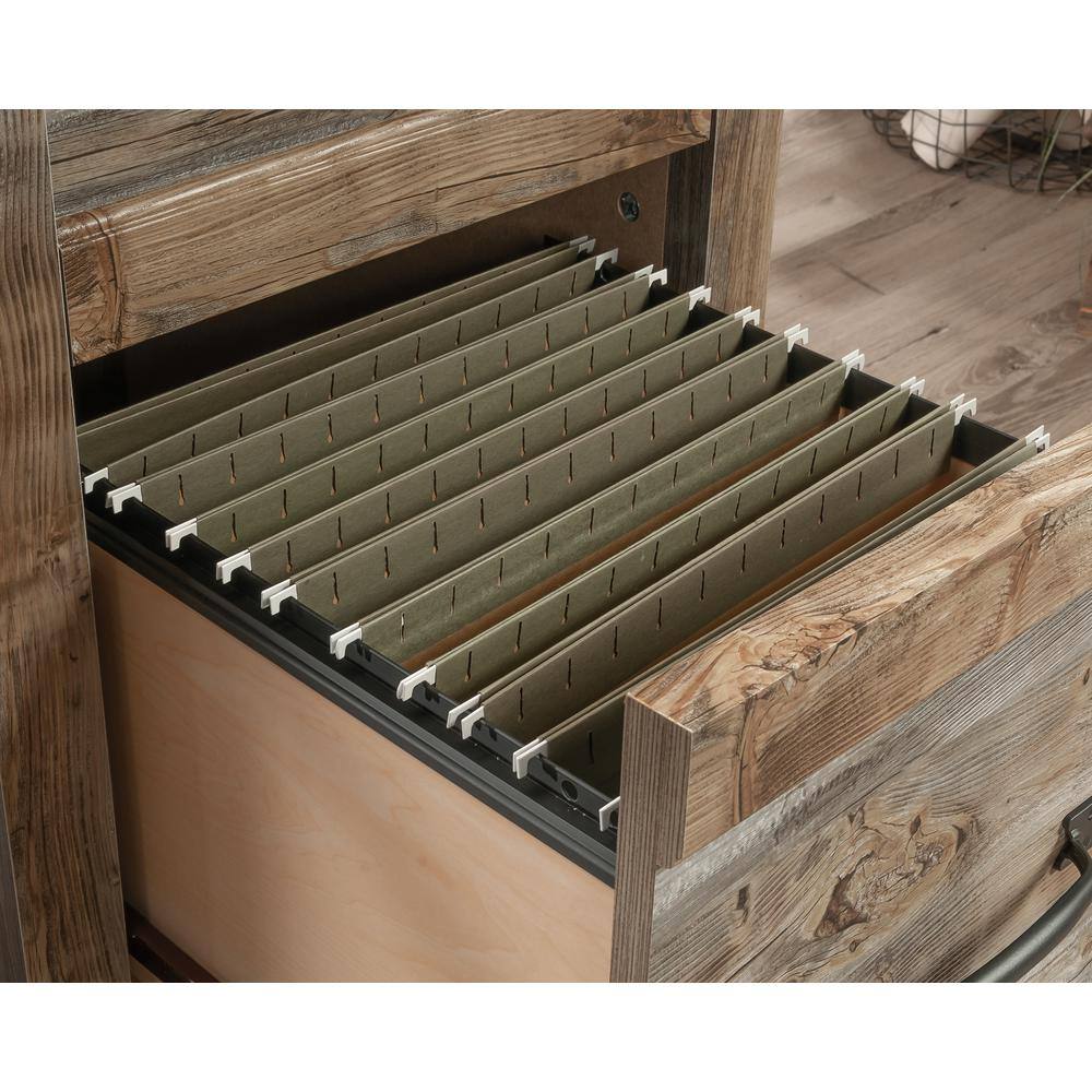 Rustic Cedar Wood Desk with Drawers and Filing Cabinet