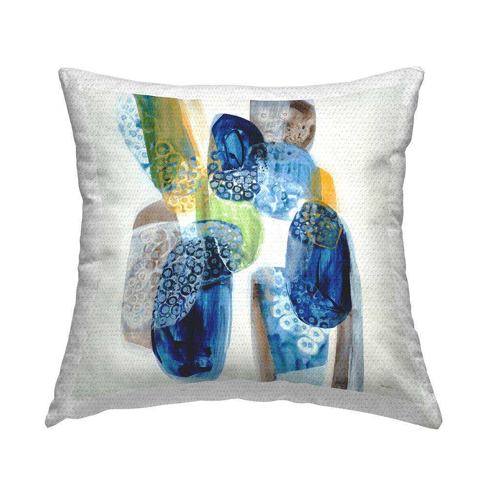 Busy Blue Abstract Stones Multi-Color Square Outdoor Throw Pillow price history on PriceWatchPro
