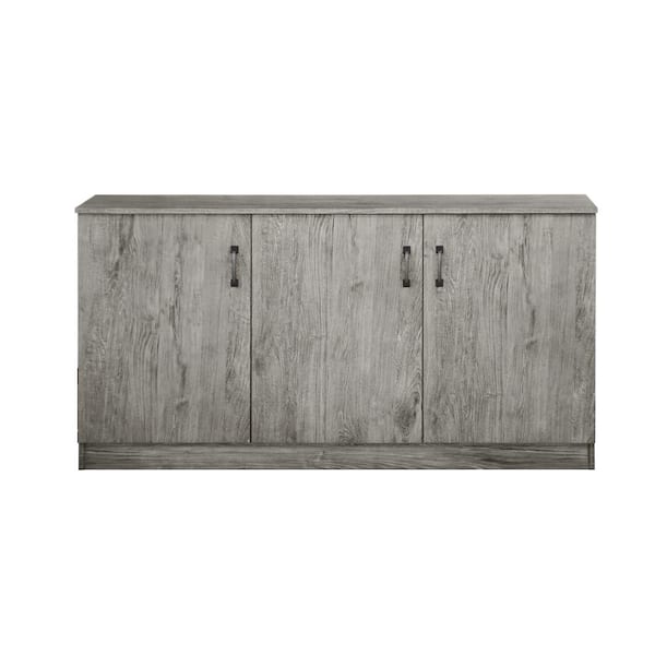 SAINT BIRCH Alaska Gray Oak Credenza Storage Cabinet with 3-Door