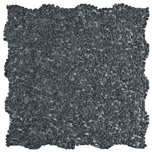 Pebblini Mini Graphite 12 in. x 12 in. Pebble Stone Mosaic Tile (10.63 sq. ft. / Case)