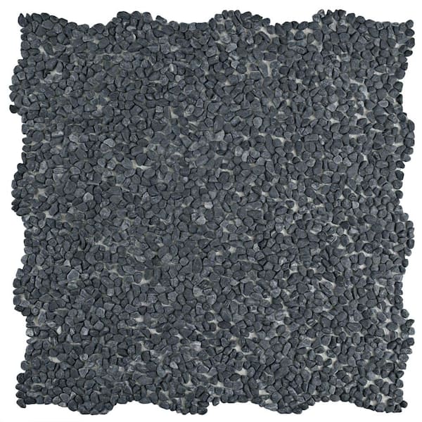 Merola Tile Pebblini Mini Graphite 12 in. x 12 in. Pebble Stone Mosaic Tile (10.63 sq. ft. / Case)